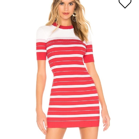 Amanda Uprichard Sweater Dress in Cherry Size Small White Red Pink Bodycon - Picture 1 of 8